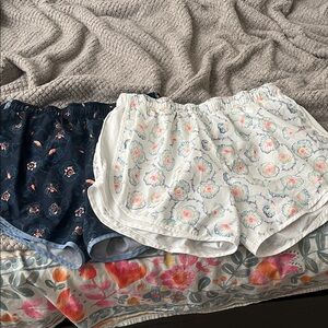 Nike Women's Athletic Shorts - Navy and White Floral (two pairs)